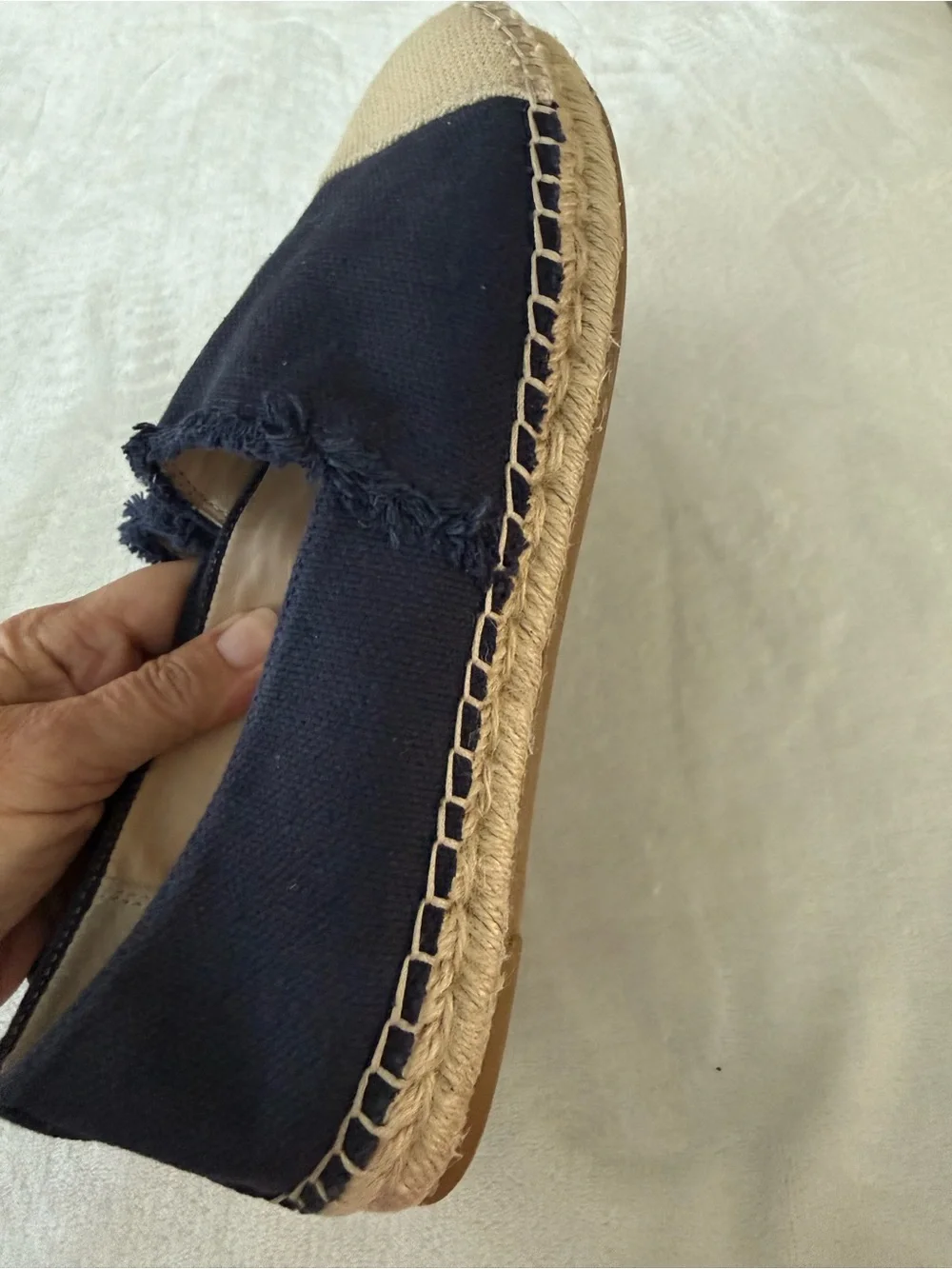 J McLaughlin Womens Redding Solid Canvas Espadrilles 6.5 Flats Blue/Tan Cloth